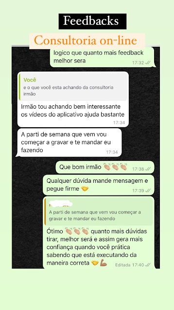 Depoimento de aluno enviado por WhatsApp