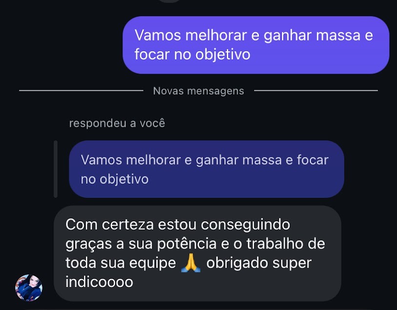 Depoimento de aluno enviado por WhatsApp